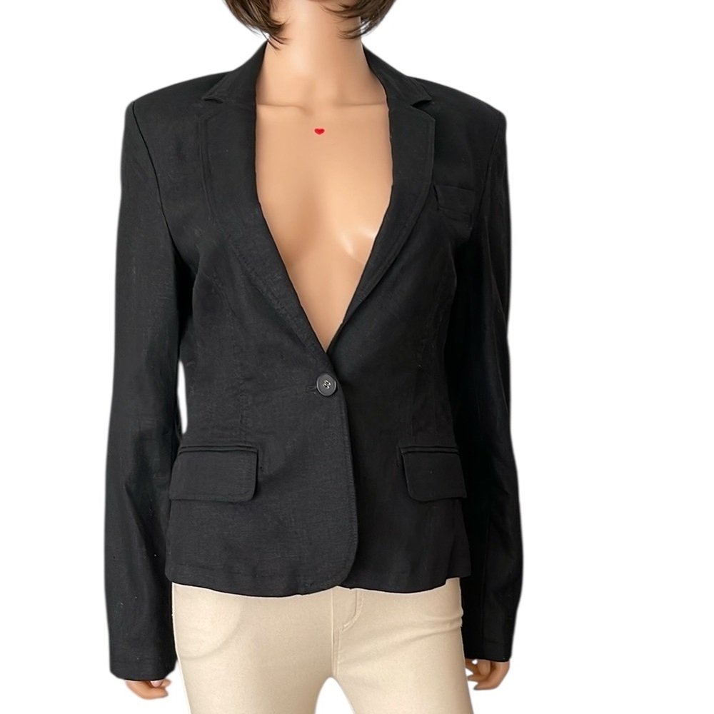 NWT Vintage Philippe Adec2 100% Linen Black Blazer